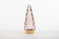 Tree Glass 10,5X24,5Cm Pink With Golden Base 10Led 3Xaa - Annas collection