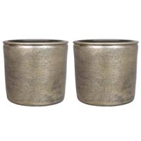 Floran Bloempot - 3x stuks - industrieel - goud - keramiek met coating - 22 cm