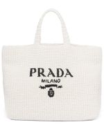 Prada sac cabas en raphia - Blanc