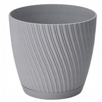 Form Plastic Plantenpot/bloempot Waves - kunststof - platina grijs - D15 x H14 cm   -