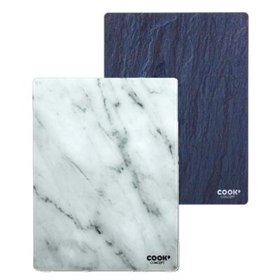 Cook Concept snijplank/serveerplank van glas - 2x stuks - wit/blauw - 40 x 30 cm