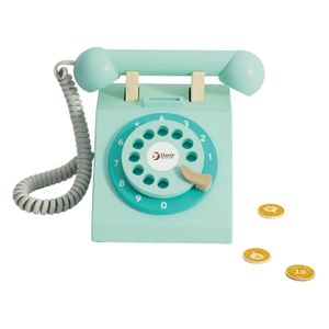Classic World world houten retro telefoon turquoise