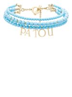 Patou collier de perles à plaque logo - Bleu - thumbnail