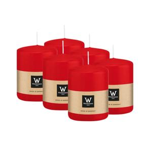 Cilinderkaars/stompkaars - 6x - rood - 6 x 8 cm - 29 branduren