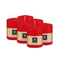 Cilinderkaars/stompkaars - 6x - rood - 6 x 8 cm - 29 branduren