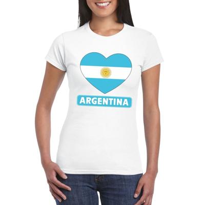 Argentinie t-shirt - met hartjes vlag print - wit - dames - korte mouwen - landen supporters
