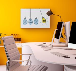 Canvas met gloeilampen en tekst idee