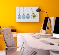 Canvas met gloeilampen en tekst idee