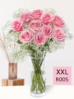 10 roze rozen met gipskruid (XXL rozen) - thumbnail