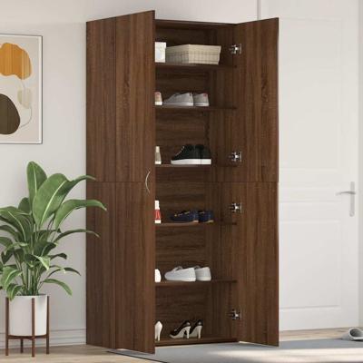 Schoenenkast met plank Bruin 80 x 35.5 x 180 cm Bewerkt hout