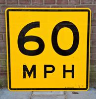Verkeersbord 60 MPH - Origineel - 76 x76cm