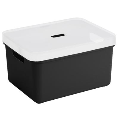 Sunware opbergbox - 32 liter - zwart - kunststof - transparante deksel - 45 x 35 x 24 cm Sunware opbergbox - 32 liter - zwart - kunststof - transparante deksel - 45 x 35 x 24 cm