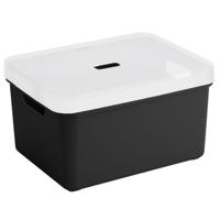 Sunware opbergbox - 32 liter - zwart - kunststof - transparante deksel - 45 x 35 x 24 cm