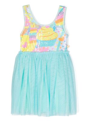 Billieblush robe sans manches à ornements en sequins - Bleu