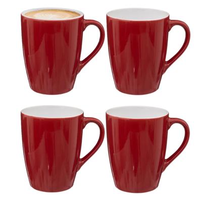 5Five Koffiemokken Colorama - 4x stuks - Keramiek - rood - 380 ml - 9 x 11 cm