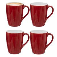 5Five Koffiemokken Colorama - 4x stuks - Keramiek - rood - 380 ml - 9 x 11 cm