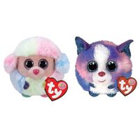 Ty - Knuffel - Teeny Puffies - Rainbow Poodle & Cleo Husky