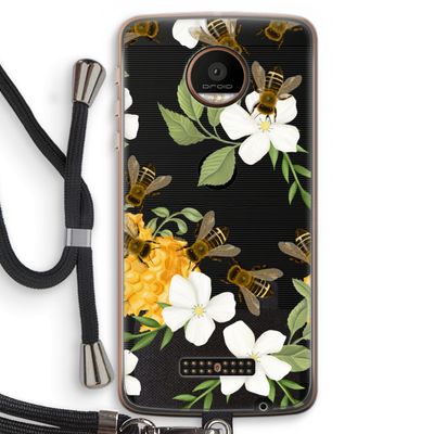 No flowers without bees: Motorola Moto Z Force Transparant Hoesje met koord