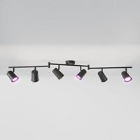 Riga - LED smart plafondlamp - 6 spots - 30 Watt 2400 Lumen - Draaibaar en kantelbaar - GU10 - RGBWW - Wifi + Bluetooth - Google Home, Amazon Alexa en Siri - Zwart - Bestuurbaar via App en Stem