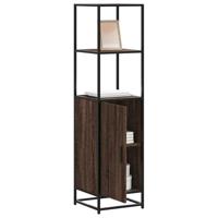 Hoge kast 35,5x35x139 cm bewerkt hout en metaal bruin eiken