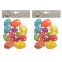 24x stuks gekleurde plastic/kunststof gestipte eieren/Paaseieren 6 cm - Feestdecoratievoorwerp