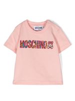 Moschino Kids t-shirt en coton à logo floqué - Rose