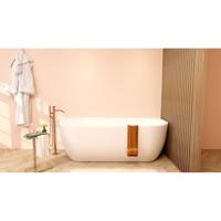 Wiesbaden Liora Half Vrijstaand Ligbad - 180x80cm - Acryl Glans Wit met Waste Glans Wit