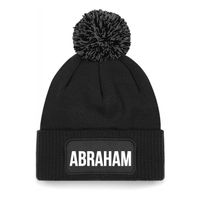 Abraham muts met pompon unisex one size - Zwart - thumbnail