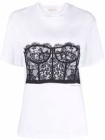 Alexander McQueen t-shirt à empiècements en dentelle - Blanc