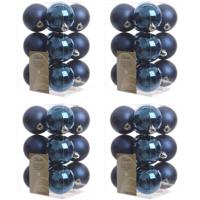 Decoris kerstballen - 48x st - donkerblauw - 6 cm - kunststof - mat/glans - kerstversiering