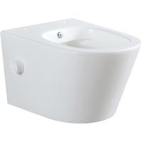 Wandcloset Wiesbaden Vesta | 52 cm | Rimless | Bidet functie-koud water | Excl.Toiletzitting | Keramiek | Mat wit