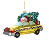 Kurt S. Adler New York City Checker Taxi Met Boom Glazen Kersthanger Kurt S. Adler New York City Checker Taxi Met Boom Glazen Kersthanger