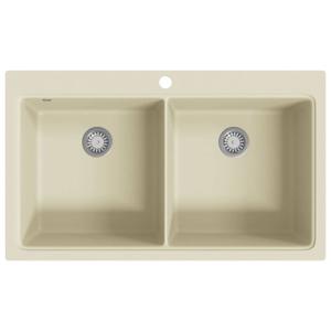 The Living Store Granieten Keukengootsteen - Dubbele Bakken - Extra Diep - 860 x 510 mm - Beige