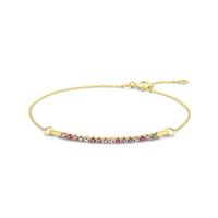 14k Gouden Armband met Natuurlijke Edelstenen - 16-18 cm, 0,9 mm
