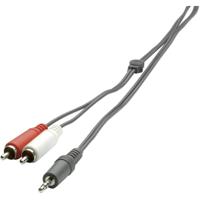 SpeaKa Professional SP-1300360 Cinch / Jackplug Audio Aansluitkabel [2x Cinch-stekker - 1x Jackplug male 3,5 mm] 2.00 m Zwart