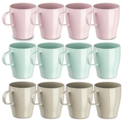 Plasticforte Bekers - 12x stuks - kunststof - gekleurd - 300 ml - onbreekbare mokken