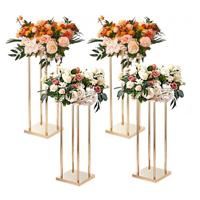 VEVOR set van 4 vierkante bloemenkrukjes 20 x 20 x 80 cm bloemenstandaard ijzeren bijzettafel moderne bloemenzuil metaal laminaat plantenkruk plantenstandaard metalen standaard voor de decoratie van bars hotels cafés