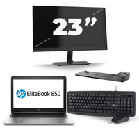 HP EliteBook 850 G3 - Intel Core i5-6e Generatie - 15 inch - 8GB RAM - 240GB SSD - Windows 11 + 1x 23 inch Monitor