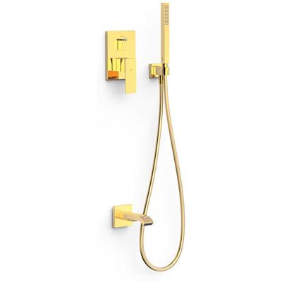 Regendouche set Tres Cuadro | Inbouw | Mengkraan | 2-weg | rechthoek | 24k Goud glans