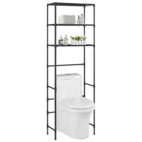 VidaXL Opbergrek voor boven toilet 3-laags 53x28x169 cm zwart