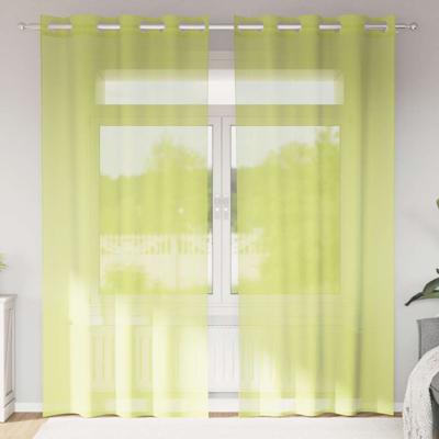 Gordijnen voile met doorvoertules 2 st 140x245 cm appelgroen