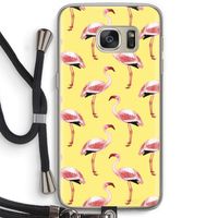 Flamingo's geel: Samsung Galaxy S7 Transparant Hoesje met koord