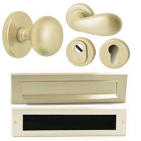 Hardbrass Voordeurset Iris/Olympia compleet linkswijzend - PVD champagne goud
