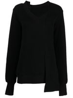 Yohji Yamamoto sweat asymétrique à col v - Noir