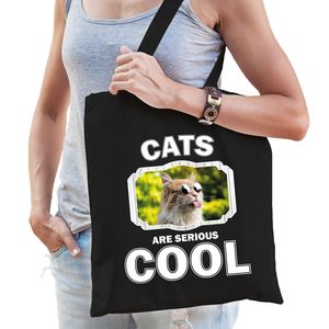 Dieren gekke poes tasje zwart volwassenen en kinderen - cats are cool cadeau boodschappentasje