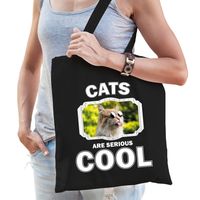 Dieren gekke poes tasje zwart volwassenen en kinderen - cats are cool cadeau boodschappentasje - thumbnail