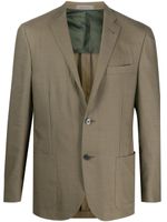 Corneliani blazer en chambray à simple boutonnage - Vert - thumbnail