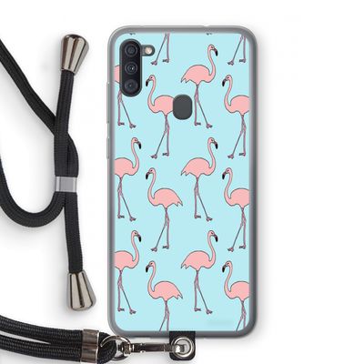 Anything Flamingoes: Samsung Galaxy A11 Transparant Hoesje met koord