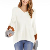 Fashion casual V-hals trui (kleur: wit maat: S)