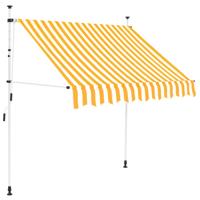 Luifel handmatig uittrekbaar 150 cm oranje en witte strepen Luifel handmatig uittrekbaar 150 cm oranje en witte strepen